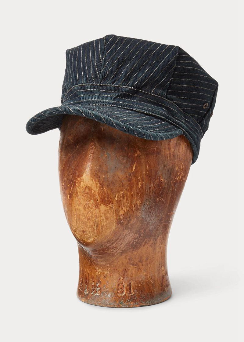 Czapka RRL Męska Granatowe W Paski Indigo Herringbone 836529-HCB